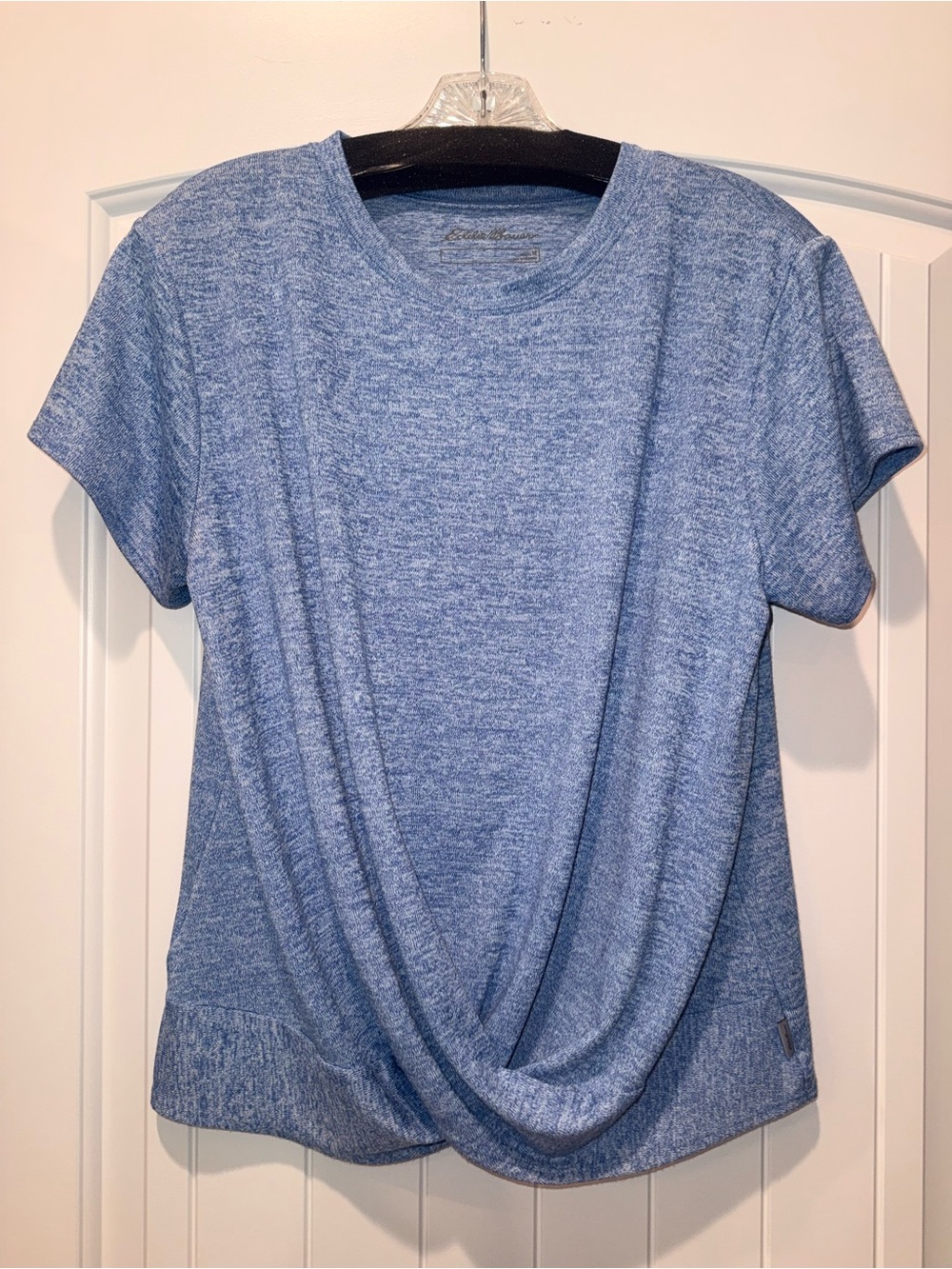Eddie Bauer Heathered Blue Short-Sleeve Twist-Front Tee
